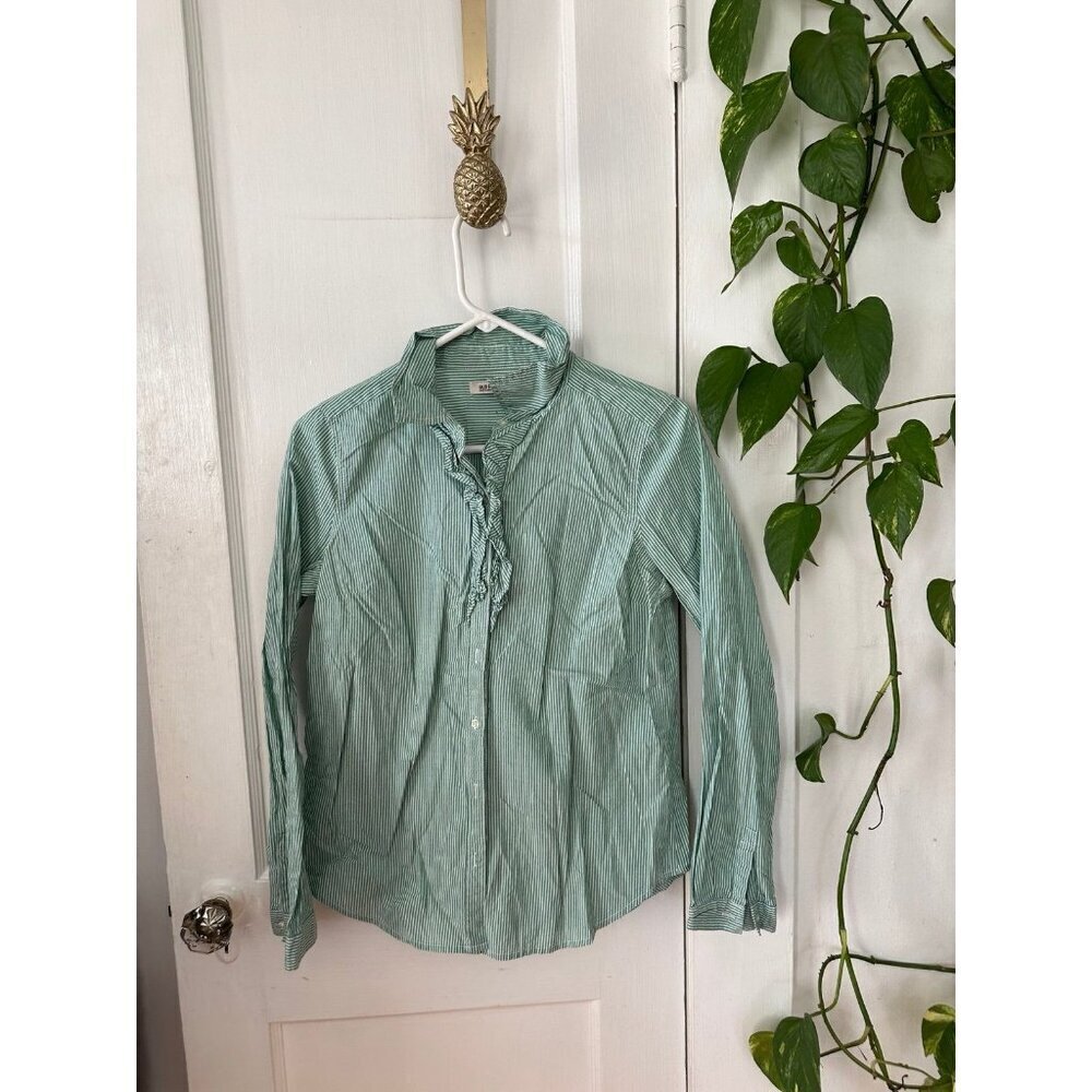 Old Navy size medium green striped button-down shirt